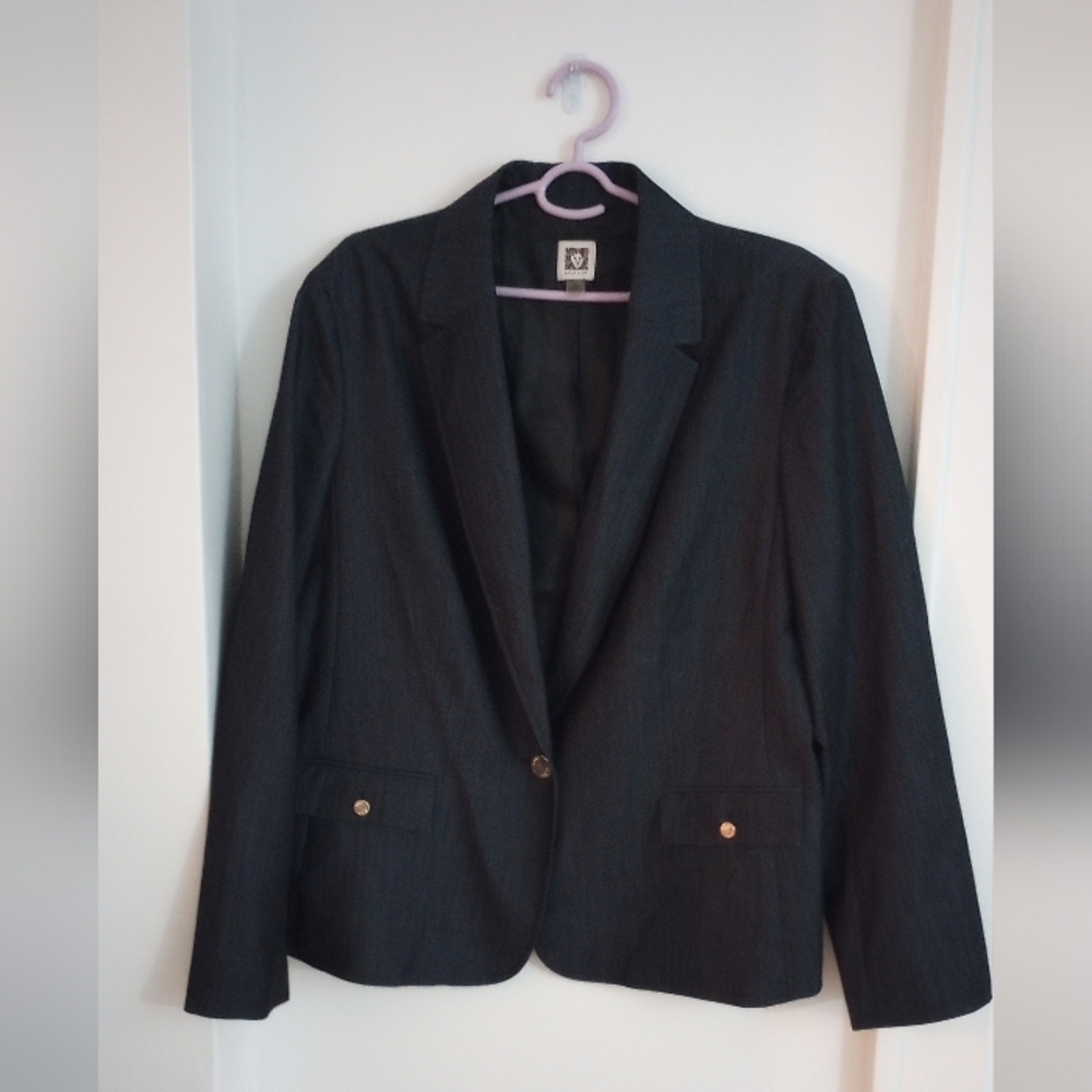 Anne Klein Dark Charcoal Black Blazer XL